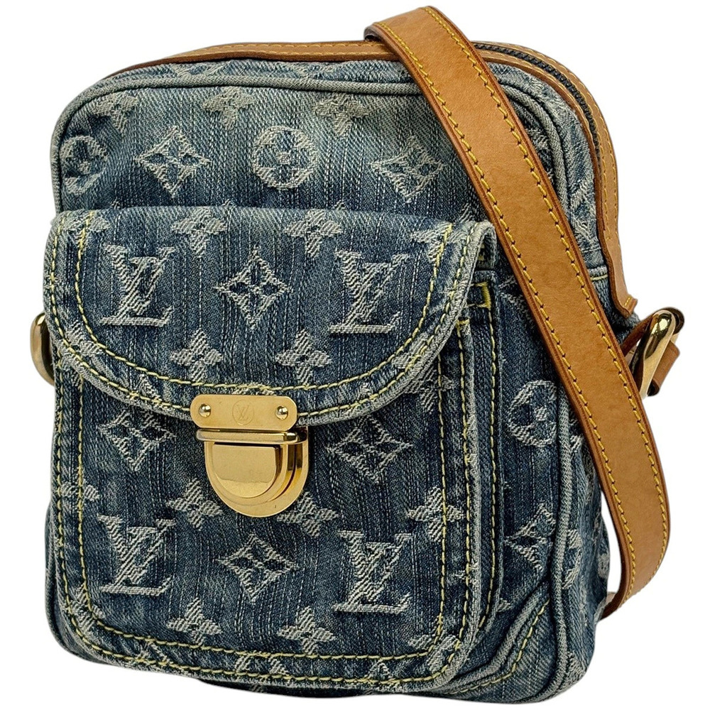 Louis Vuitton camera bag pochette shoulder Monogram denim blue